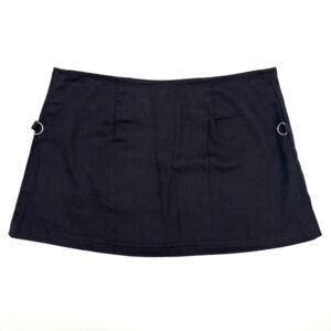Vintage 90s Y2K DOGPILE Black Low Rise Zip Up D-ring Micro Skirt XS 26x11" USA